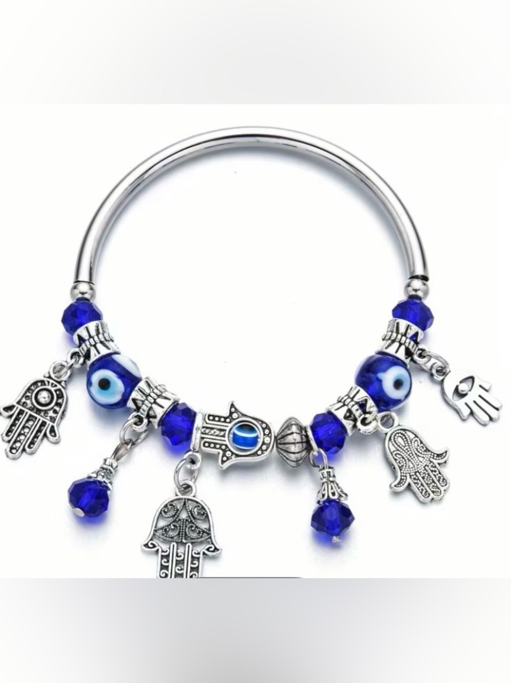 Source Unknown Royal Blue Evil Eye & Hamsa Charm Bracelet